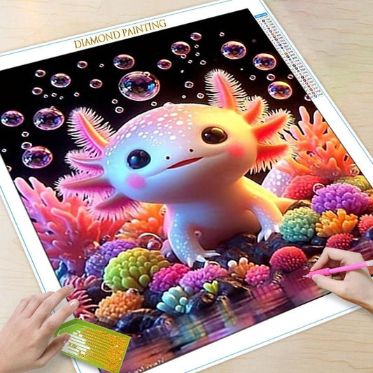 Cute Axolotl Design DIY Diamond Arts Colorful Painting Kit without Frame, DIY 5D Diamond Arts Colorful Painting Kit, Wall Art Decor for Home Bedroom